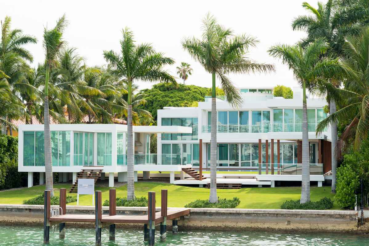 Miami Beach waterfront house with impact windows and doors